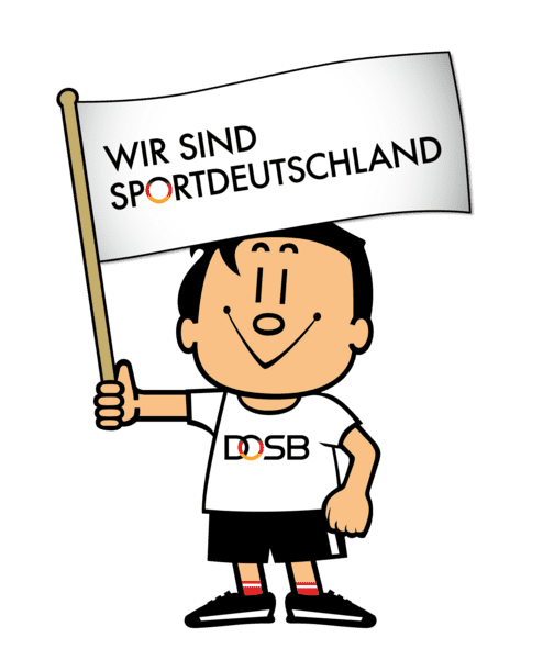 Trimmy mit Fahne in der Hand